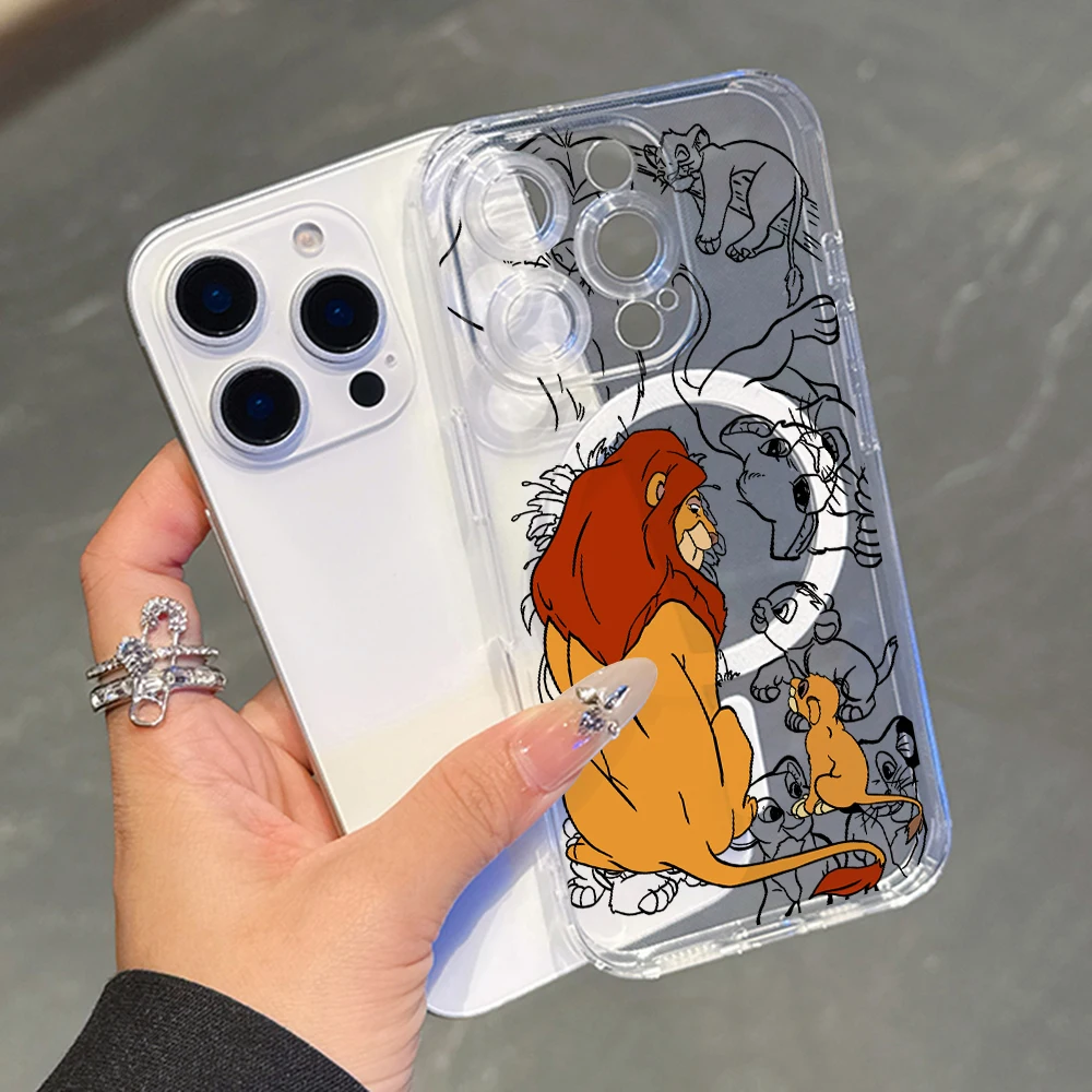 Rey León Simba para Magesafe funda de teléfono magnética para iPhone 16 15 14 Plus 13 12 Mini 11 Pro Max X Xs XR 8 7 SE cubierta transparente - imagen 5