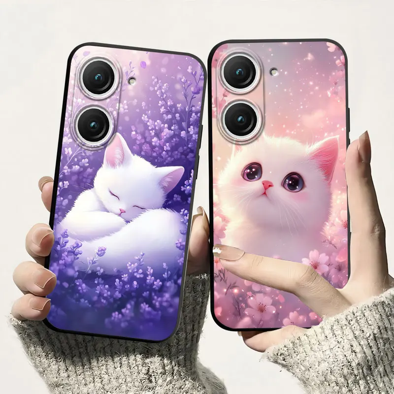 Para Asus Zenfone 9 10 funda de silicona suave a prueba de golpes para Asus Zenfone 10 funda trasera de teléfono TPU Fundas protectoras de gato lindo - imagen 3