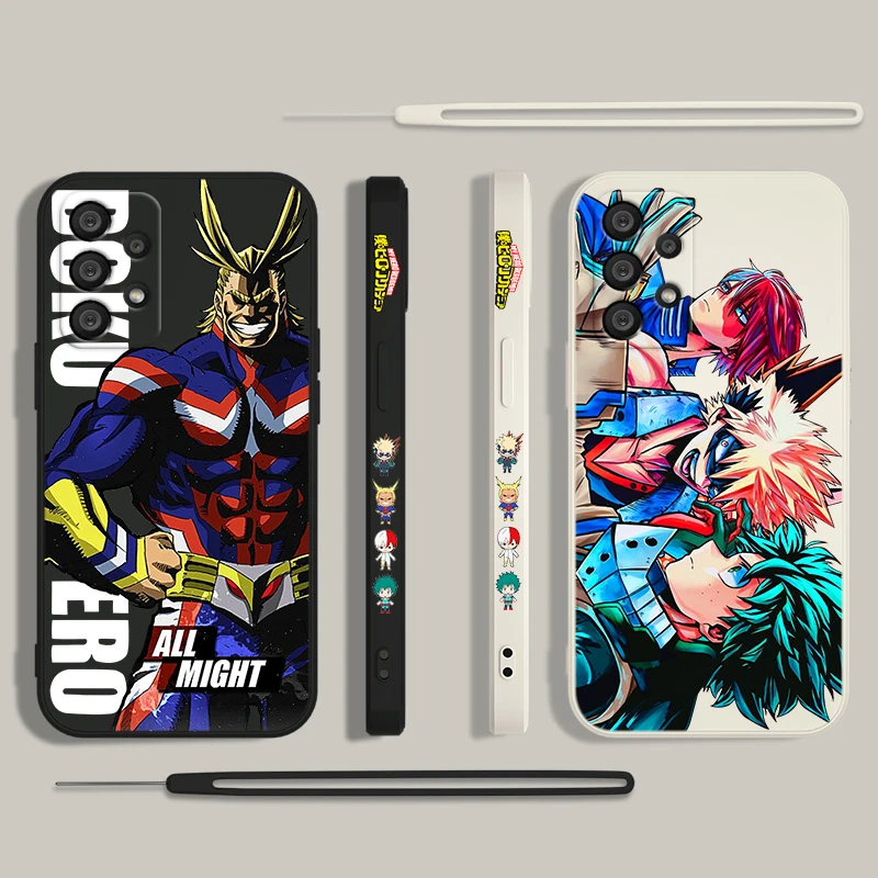 Funda de teléfono Anime My Hero Academia para Samsung A73 A53 A33 A52 A32 A71 A51 A21S A50 A30 5G Funda de cuerda izquierda líquida - imagen 2