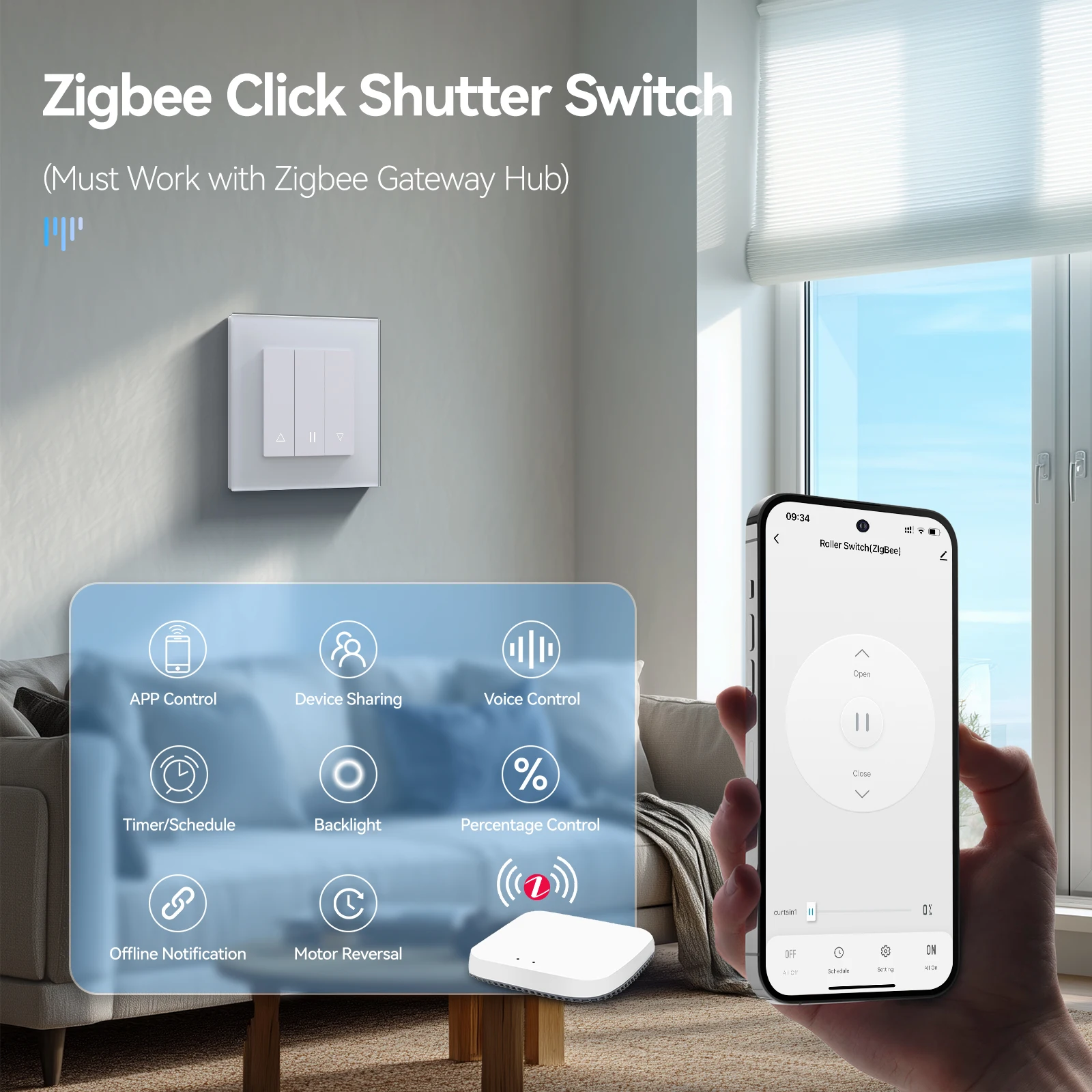 BSEED Zigbee interruptores de persianas inteligentes Tuya Alexa Control de voz más interruptor de luz enchufes de pared normales USB tipo c estándar de la UE - imagen 2