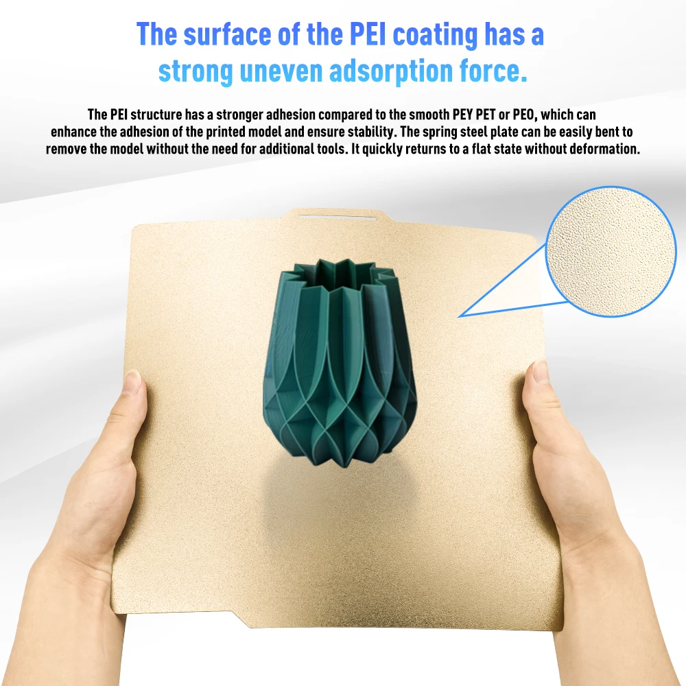 Para Bambu Lab A1 X1 P1P P1S 257*257MM placa de construcción PEI impresión de doble cara PEI hoja de acero de resorte texturizada pieza de impresora 3D - imagen 3