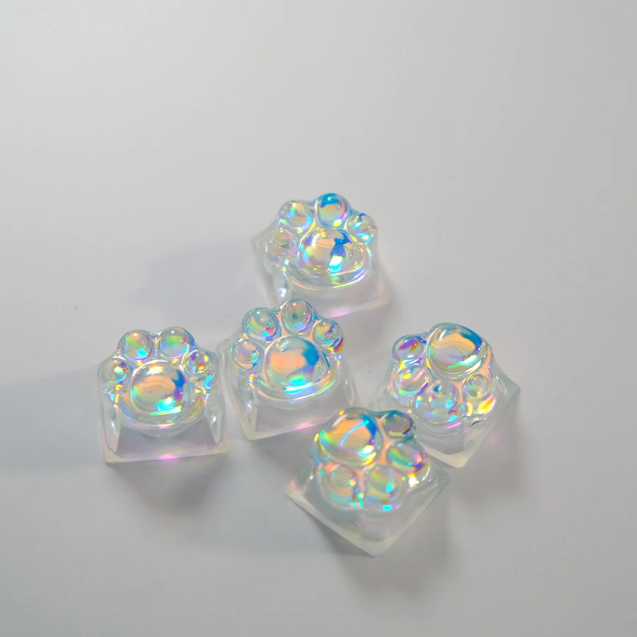 1 pieza de teclas de garra de gato hechas a mano con láser ultra transparentes y bonitas, teclas de repuesto RGB para teclado mecánico de eje transversal - imagen 5