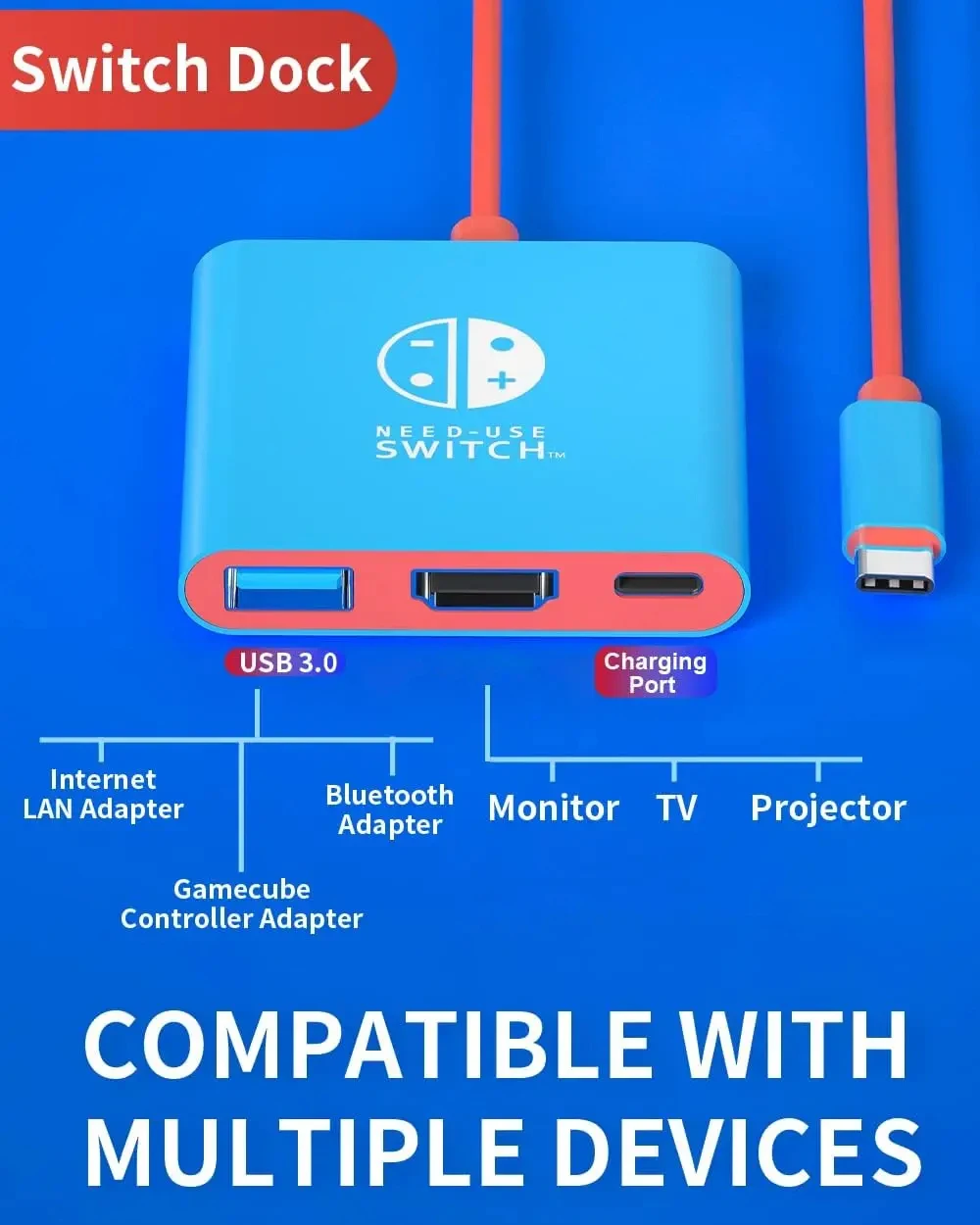 Adaptador USB C a HDMI compatible con interruptor 4K/1080P, modo de base de TV, adaptador Compatible con Steam Deck/Nintendo Switch/Switch OLED - imagen 3