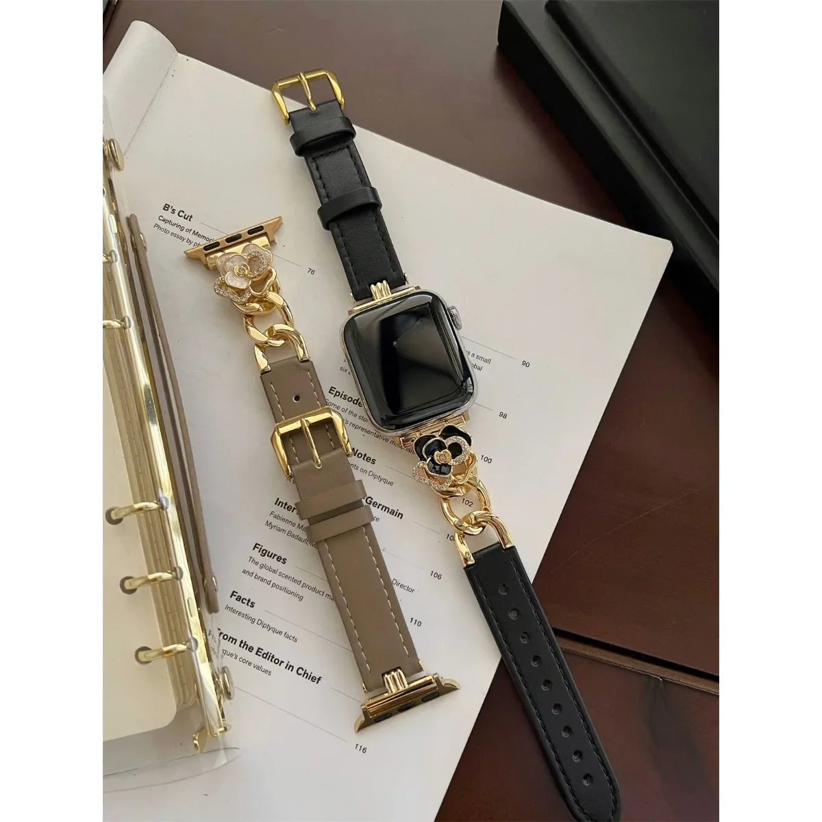 Correa de reloj para Apple Watch 42/44/45/46/49mm 40/41mm correa de reloj de moda de cuero PU para reloj serie Ultra2 11/10/9/8/7/6 - imagen 3