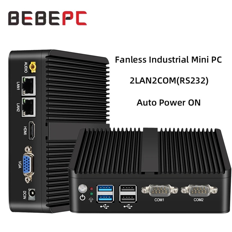 Inter j6412 i5-4200U 5200U Mini PC industrial compatible con Linux WiFi computadora sin ventilador con 4xUSB 2xLAN 2xRS232 Windows10 Ready - imagen 2