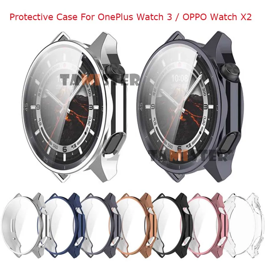 Cubierta completa de TPU suave para OnePlus Watch 3, carcasa protectora, parachoques para Oppo Watch X2, accesorios de marco Protector de pantalla