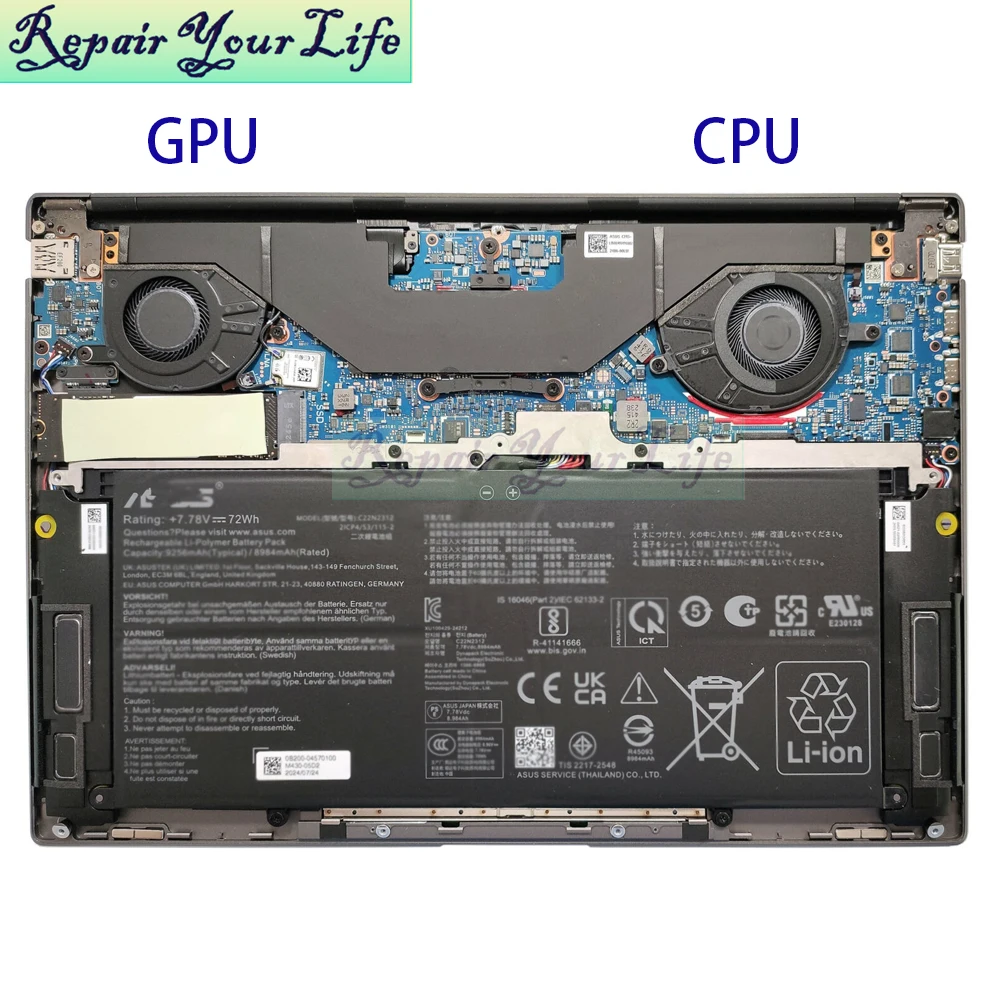 Notebook Cooler CPU GPU Fan For ASUS Zenbook S 14 UX5406 UX5406SA Laptop Cooling Fans 13NB14F0M01011 ND55C1M-24A07 6033B0136601 - imagen 5