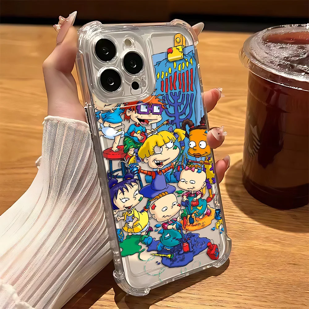 Preciosa funda de teléfono divertida para r-rugrats iPhone 16 15 14 13 12 11 Mini Pro Max X XR XSMax 7 8 Plus cubierta transparente anticaída - imagen 5