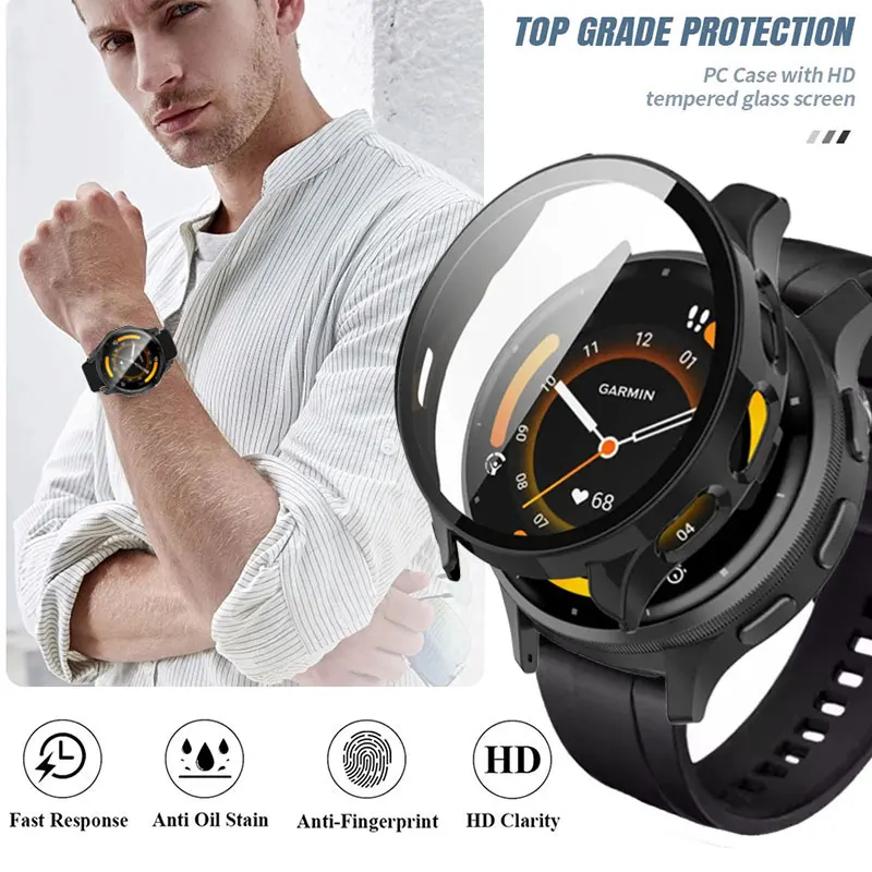 Funda de PC + vidrio templado para reloj inteligente Garmin Venu 3, cubierta protectora, parachoques para Garmin Venu 3, accesorios de carcasa protectora de pantalla - imagen 5