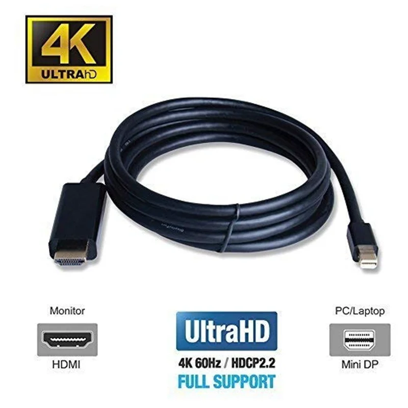 Cable 4K Mini DP a HDMI Compatible con 4K @ 60Hz DisplayPort a HD M/F, Cable Thunderbolt 2 para Mac antiguo Air/Pro, Microsoft Surface Pro - imagen 2
