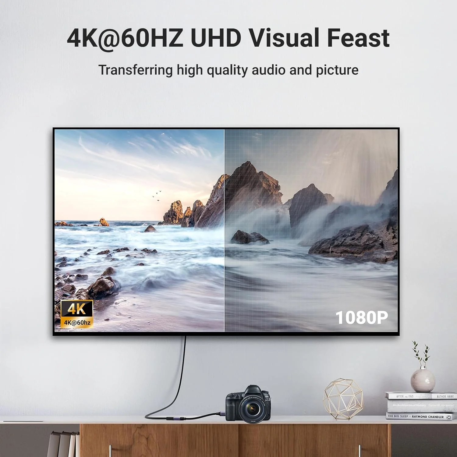 Adaptador Mini HDMI a HDMI Carcasa de aluminio trenzada 4K 60Hz HDR 3D Compatible con Raspberry Pi Zero 2 W/W Monitor portátil DSLR. - imagen 5