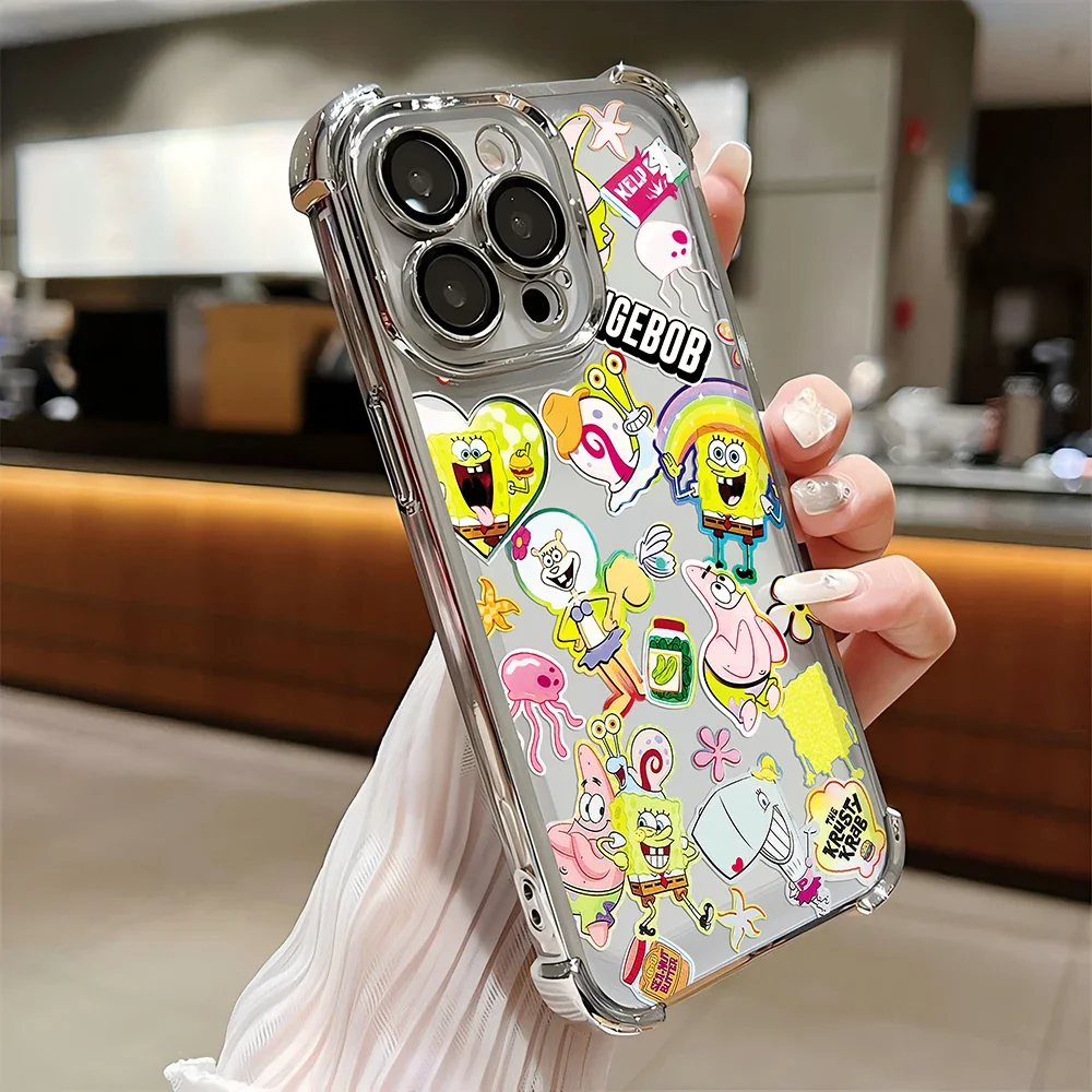 Funda divertida con revestimiento de S-SpongeBobs para Samsung S24 S23 S22 S21 S20 FE Note20 Plus Ultra Lite 5G, funda protectora anticaída a prueba de golpes - imagen 5