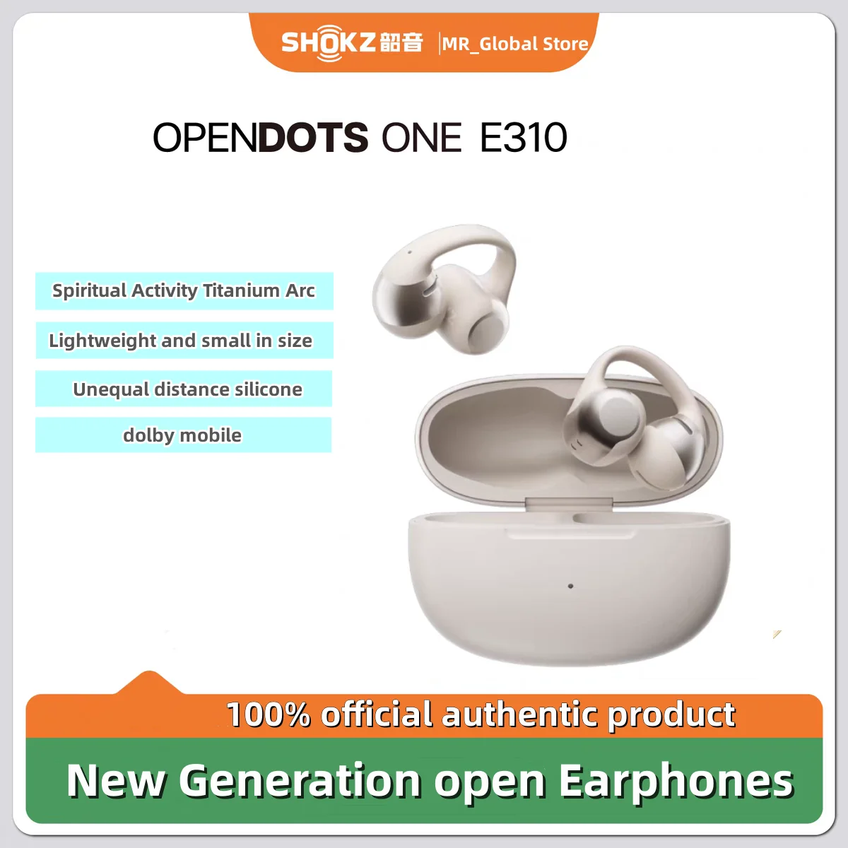 Shokz OpenDots ONE E310 auriculares inalámbricos Clip de oreja AI reducción de ruido batería de larga duración auriculares ligeros auriculares personalizados