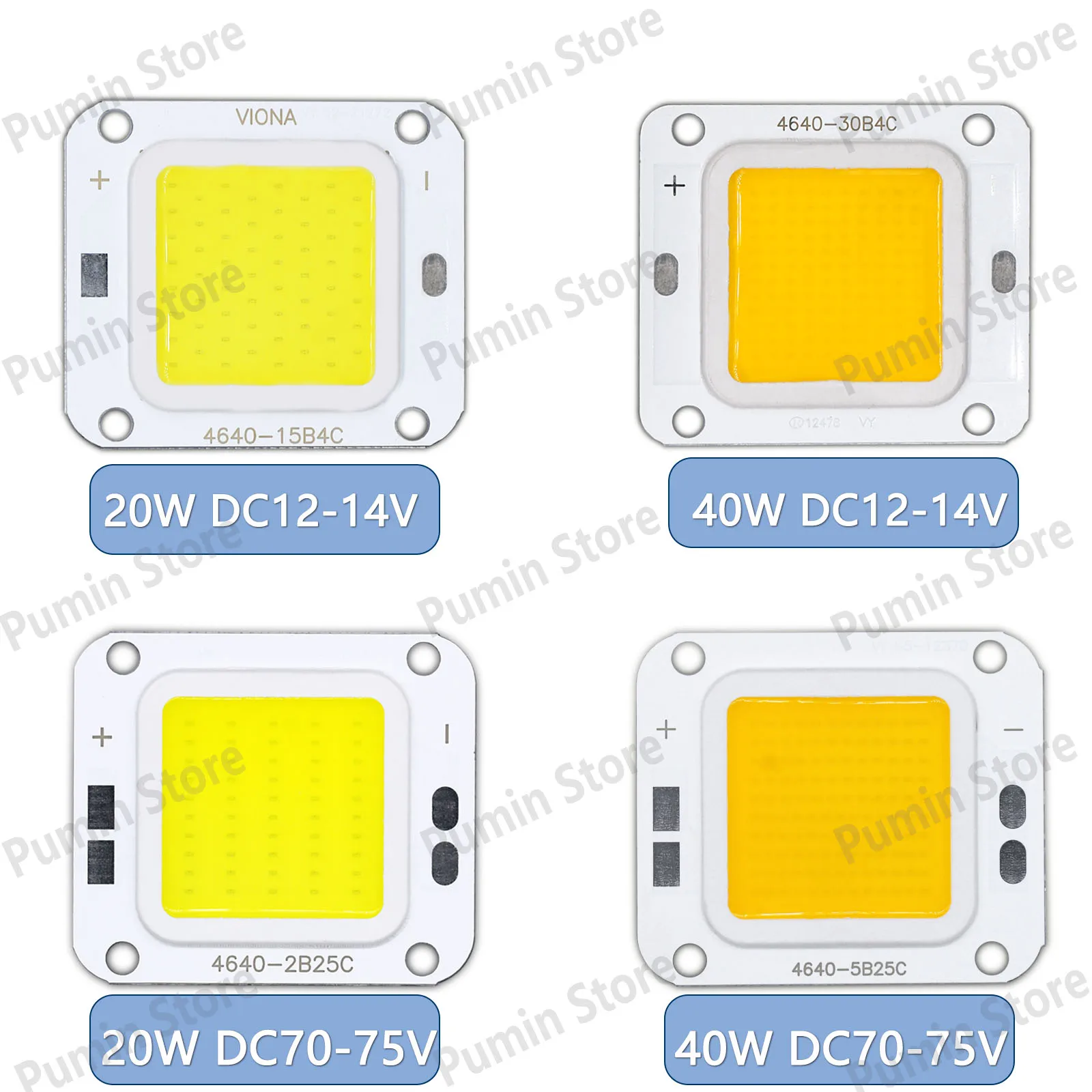 DC12V LED COB Chip DC70V 14V Superpotencia 20W 40W aluminio para reflector fuente de luz accesorios iluminación exterior blanco frío - imagen 4