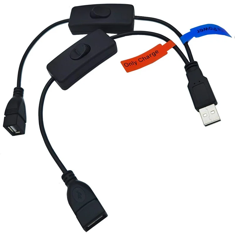 Cable de extensión USB Y con interruptor de encendido/apagado, divisor USB 2,0 macho a hembra, 1 USB de datos Y alimentación hembra Y 1 USB hembra - imagen 4
