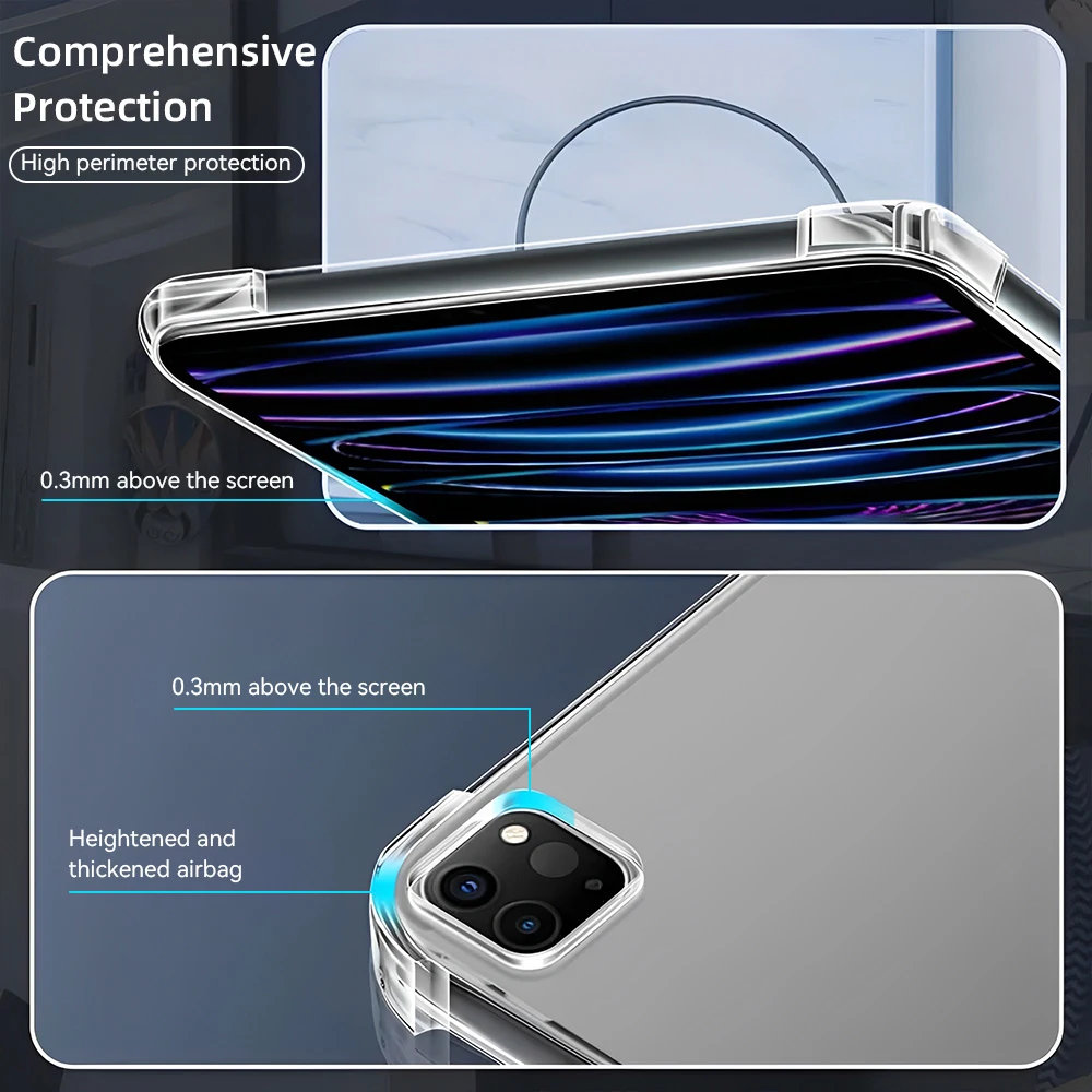 Para iPad Air 11 pulgadas M2 2024 Pro 11/13 pulgadas M4 funda transparente de TPU para iPad 10/9/8/7/6/5 Gen Air 4/5th 10,9 3.a 10,5 Mini 6 - imagen 4