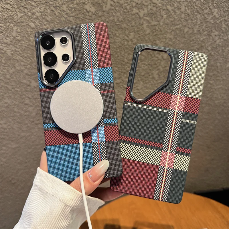 Funda magnética de fibra de carbono ultrafina de lujo para Samsung Galaxy S25 S24 S23 Plus, funda trasera Ultra dura a prueba de golpes - imagen 5