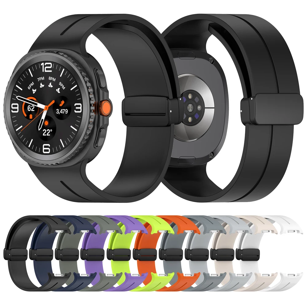 Correa de silicona para Samsung Galaxy Watch 8 Classic 46mm correa de reloj para Galaxy Watch 8 44mm 40mm pulsera magnética con hebilla D