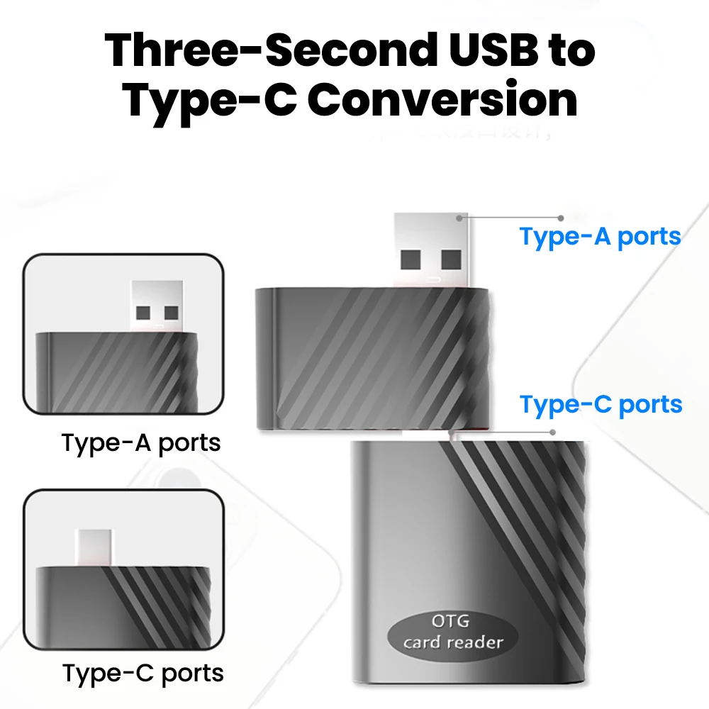 Lector de tarjetas multifuncional 6 en 1, adaptador OTG USB 2,0 a tarjetas TF/SD, adaptador de memoria de diseño combinado portátil para teléfono y portátil - imagen 3