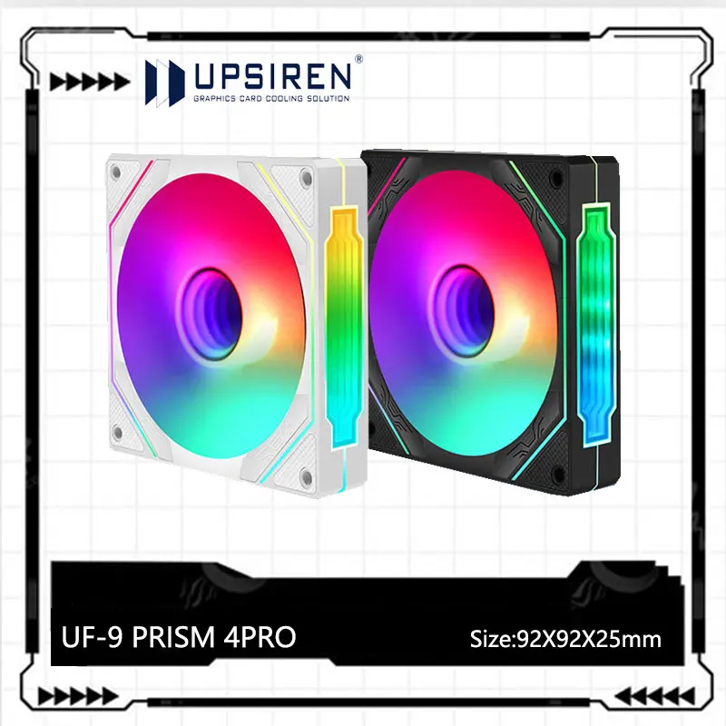 UPSIREN-ventilador UF-9 PRISM 4 PRO para chasis de ordenador, dispositivo de refrigeración silencioso de 92mm, ARGB, 4 pines, PWM, 12V, gran volumen de aire - imagen 2