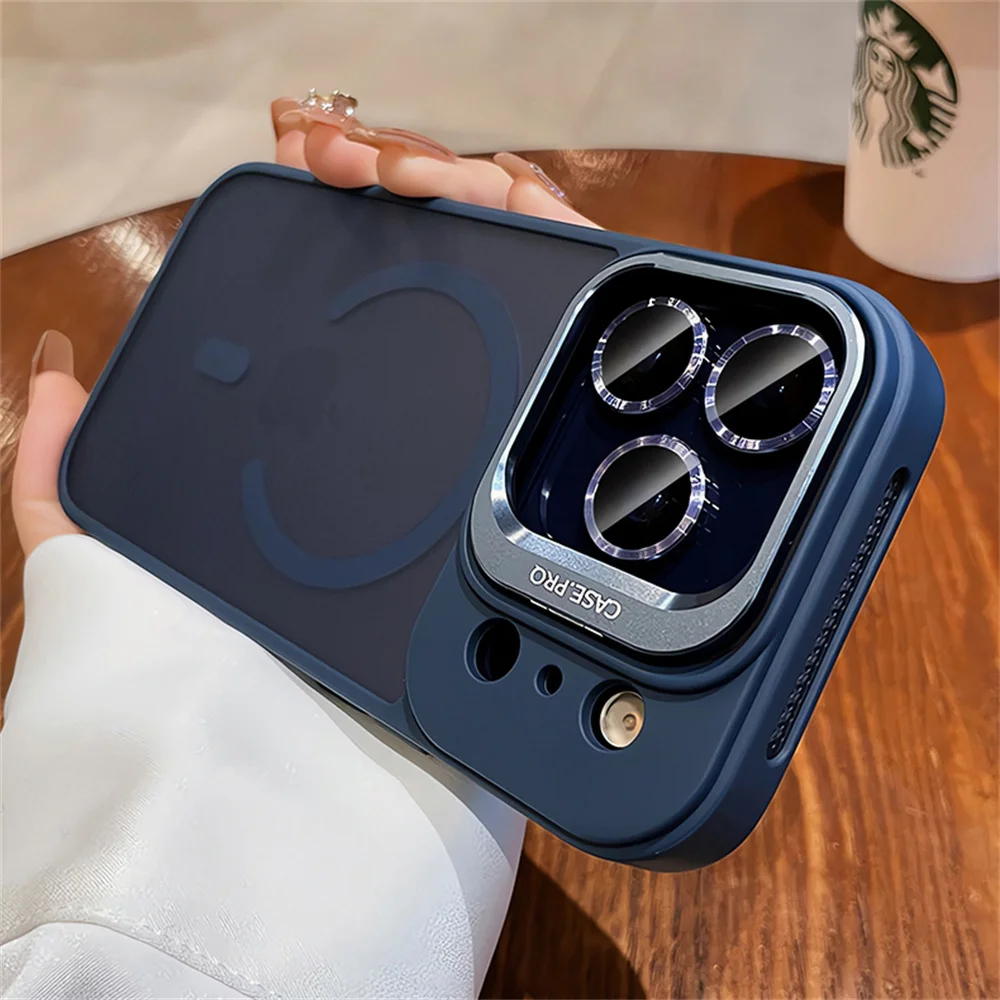 Película de lente soporte de cámara funda de teléfono magnética para iPhone 17 16 15 14 13 12 11 Pro Max marco de disipación de calor de aire cubierta translúcida