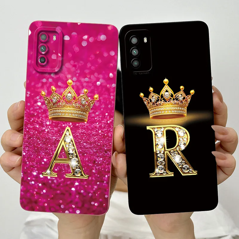 Para Xiaomi Poco M3 M3Pro 5G corona letra inicial pareja funda de teléfono PocoM3 Poco M3 Pro 5G carcasa protectora de silicona suave TPU