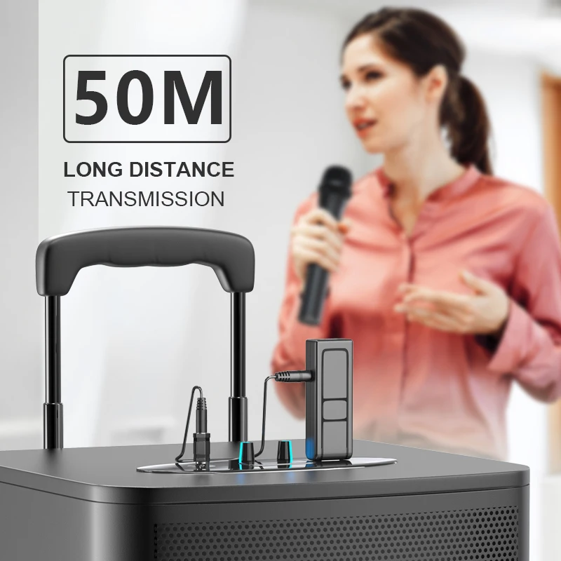 Kits de sistema con micrófono inalámbrico VHF, receptor USB, micrófono de Karaoke de mano, altavoz para fiesta en casa, micrófono para cantar, 1 par - imagen 3