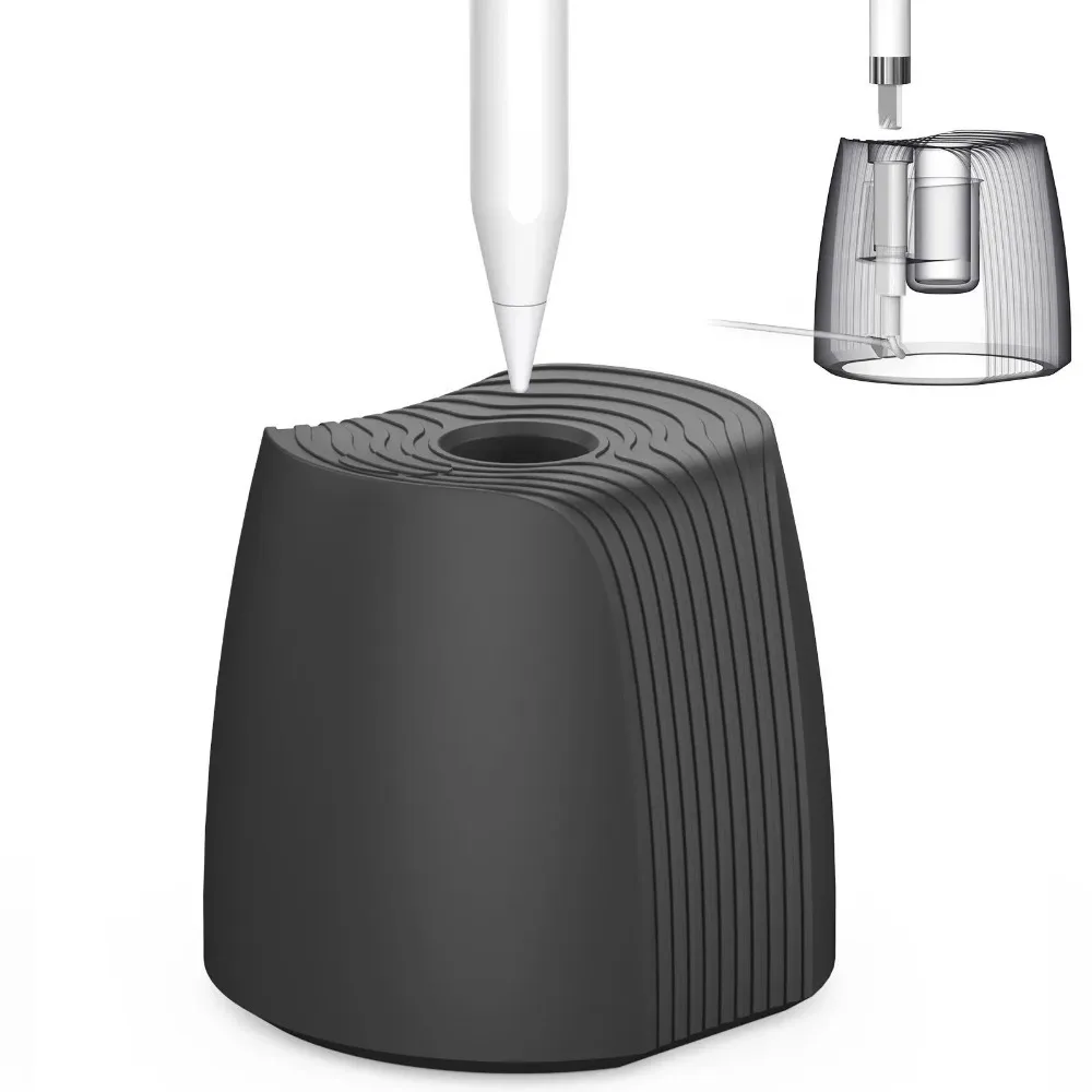 Soporte de silicona portátil para Apple Pencil 1/2, soporte de cargador, Base antideslizante, estación de carga, accesorios adaptadores de base - imagen 2