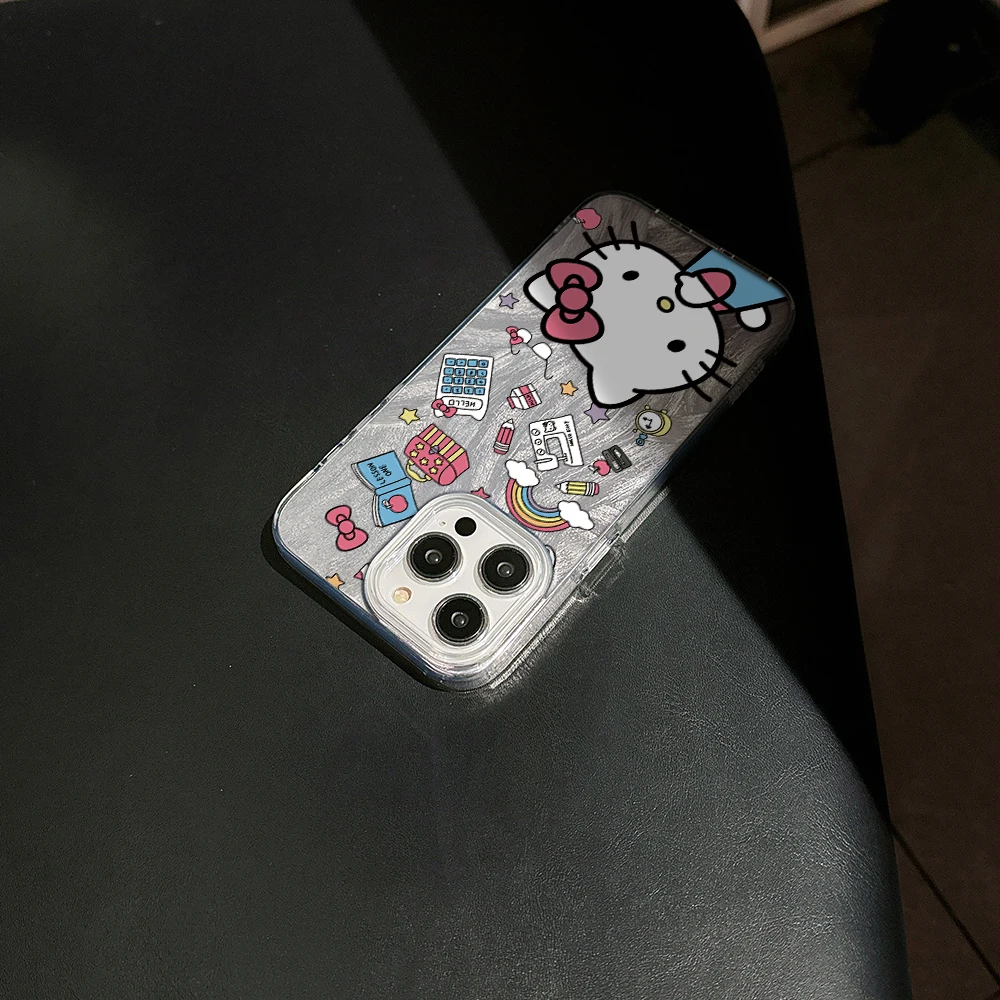 Funda de teléfono con dibujos animados para Samsung Galaxy, carcasa dura con textura de plumas, Hello Kitty claw machine, rosa, S24, S23 Ultra Plus, 5G, S21 FE - imagen 4