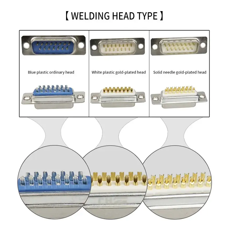 Conector DB15 macho hembra soldadura 2 filas conector de puerto paralelo de 15 pines D-SUB RS232 conector de 15 pines interfaz COM adaptador de 15 pines - imagen 2