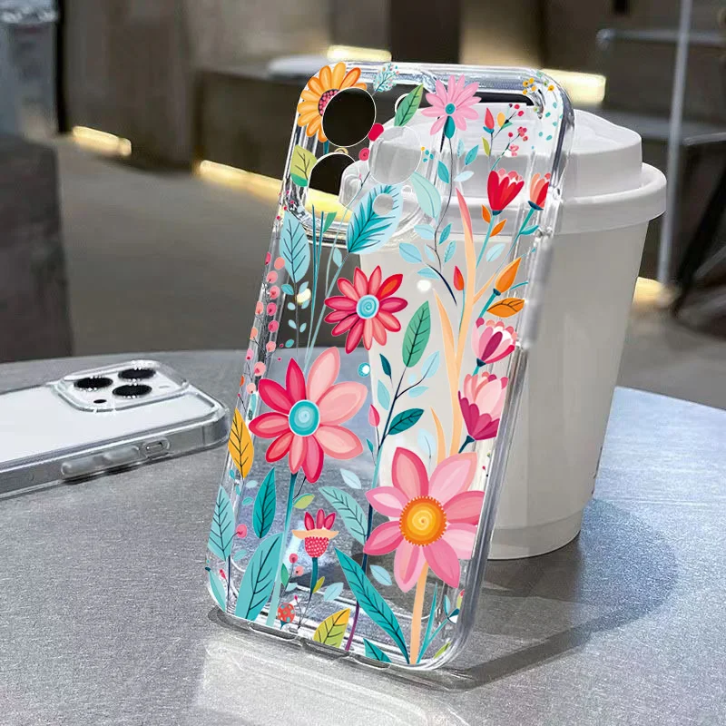 Funda de silicona con flores para Xiaomi Mi 11 Lite 5G 14 13T 13 12T 12 12X Poco F6 F5 X6 X5 X3 M6 Pro, funda suave transparente a prueba de golpes - imagen 2