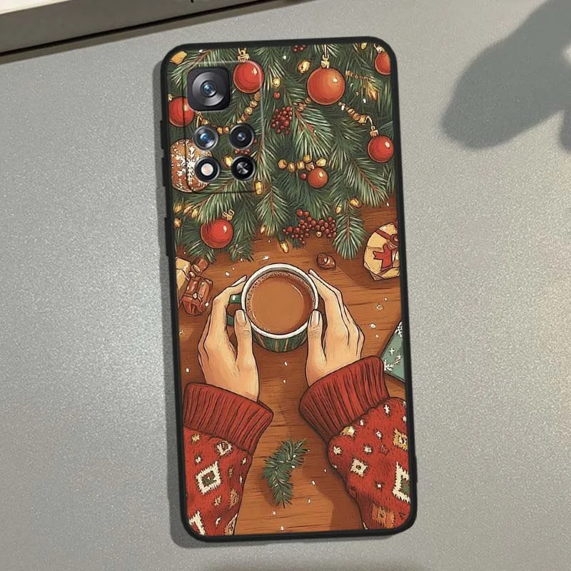 Patrón de Navidad para niñas para Xiaomi Redmi Note 11T 11 11S 11SE 10 10T 10S 9 9T 8T 8 Lite Pro Plus Max funda de teléfono negra - imagen 3