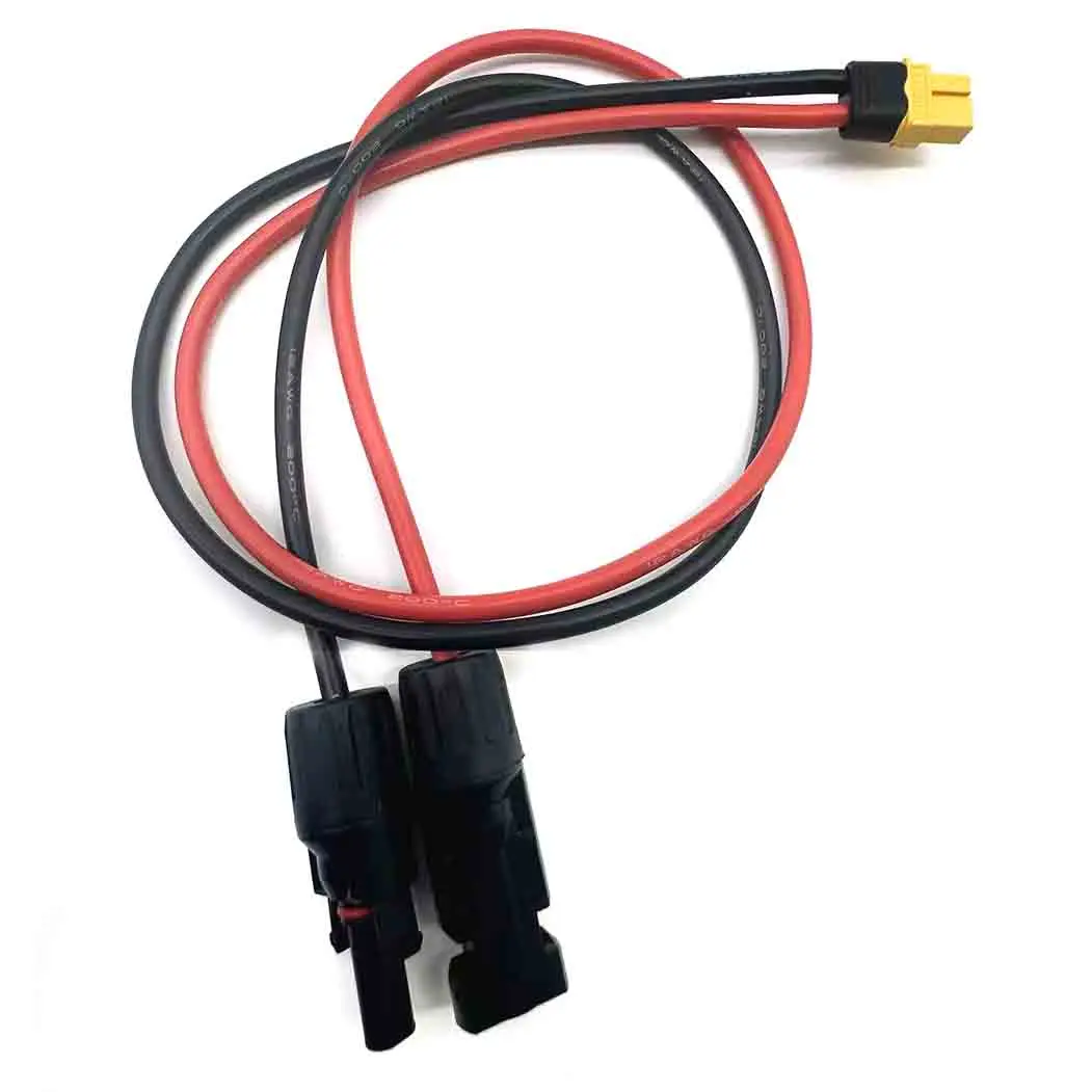 Câble d'extension de panneau solaire automobile XT60 vers connecteur solaire No.12, câble de chargement en cuivre étamé en silicium souple, 5 pièces