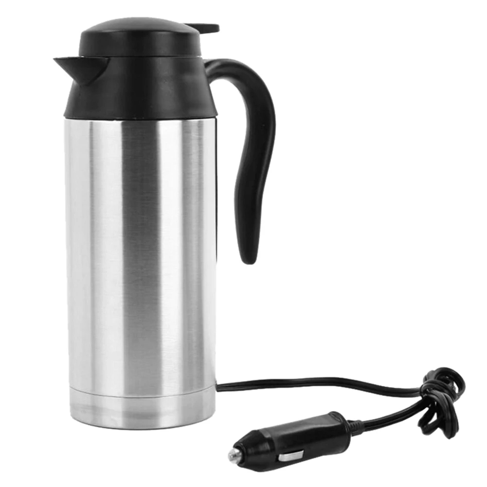 Tetera con taza calefactora eléctrica de 750ML, 12V/24V, botella calentadora de agua de acero inoxidable para té, café, viaje, coche, camión - imagen 4