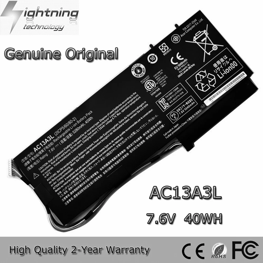 Nueva batería Original y genuina para ordenador portátil AC13A3L 7,6 V 40Wh para Acer Aspire P3-131 P3-171 X313 X313-E X313-M P3-171