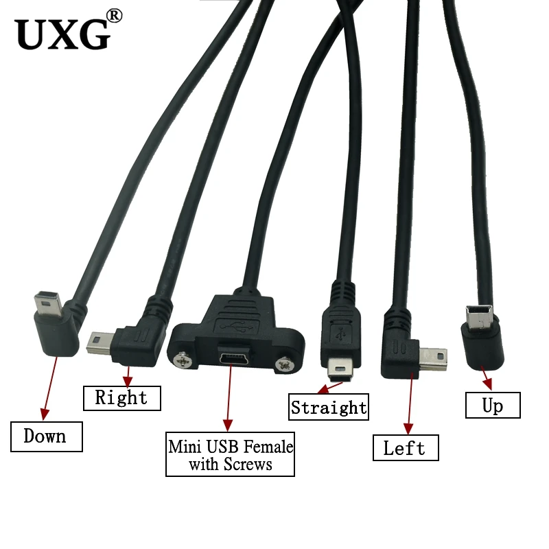 Conector macho Micro Mini USB 2,0 de 5 pines a Cable de extensión hembra Micro mini USB 2,0 30cm 50cm con tornillos orificio de montaje en Panel - imagen 3