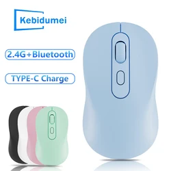 Ratón inalámbrico Bluetooth 1600DPI ajustable 2,4G modo Dual TYPE-C carga ratón silencioso ergonómico para Huawei Samsung Oficina portátil