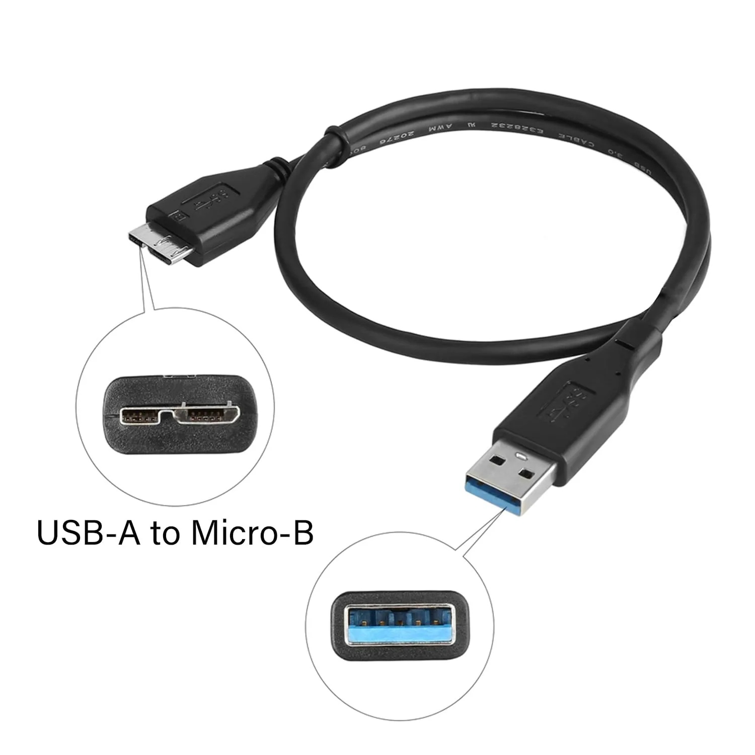 Cable de transferencia de datos USB 3,0 de 5Gbps Cable USB-A a Micro B Compatible con disco duro móvil Samsung S5 Note 3 Note Pro 12,2 - imagen 2