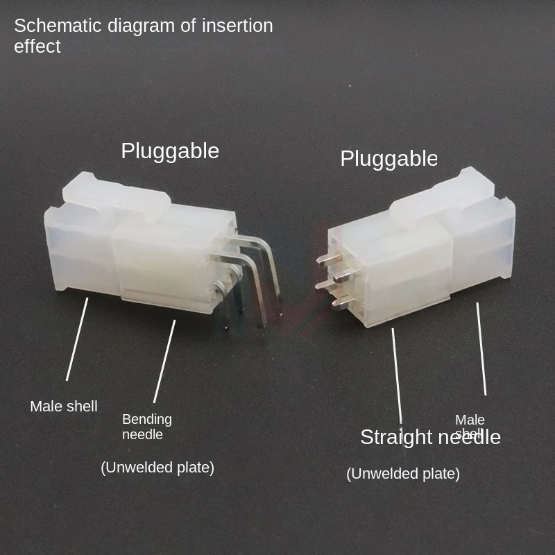 Espaciado de conectores automotrices 5557/5569, conector macho de doble fila, Terminal de aguja curva/recta, Terminal prensado en frío, 4, 2mm - imagen 4