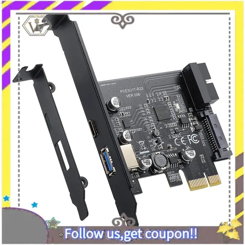 Nuevo PCI-E 1X a USB 3,2 Gen1 USB3.2 tipo C tarjeta adaptadora frontal tarjeta de expansión de plástico - imagen 5