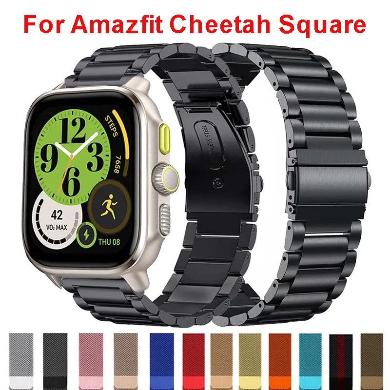 Correa de Metal de 20 a 22mm para reloj Amazfit Cheetah Square de acero inoxidable para Amazfit Active 2/Cheetah Round/Cheetah Pro