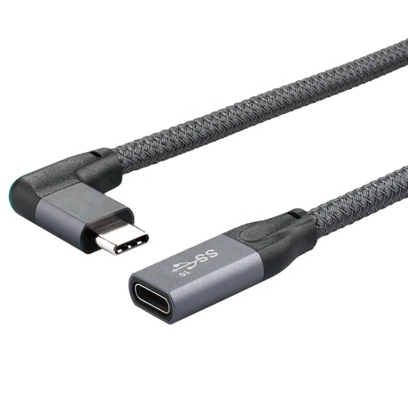 Cable USB C de 90 grados, 5A, 10Gbps, PD, 100W, carga rápida de datos, extensión macho a hembra, USB tipo C 3,1 Gen 2 para MacBook - imagen 2