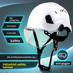 Casco Seguridad Construcción ABS con Visera y Gafas Integradas CE
