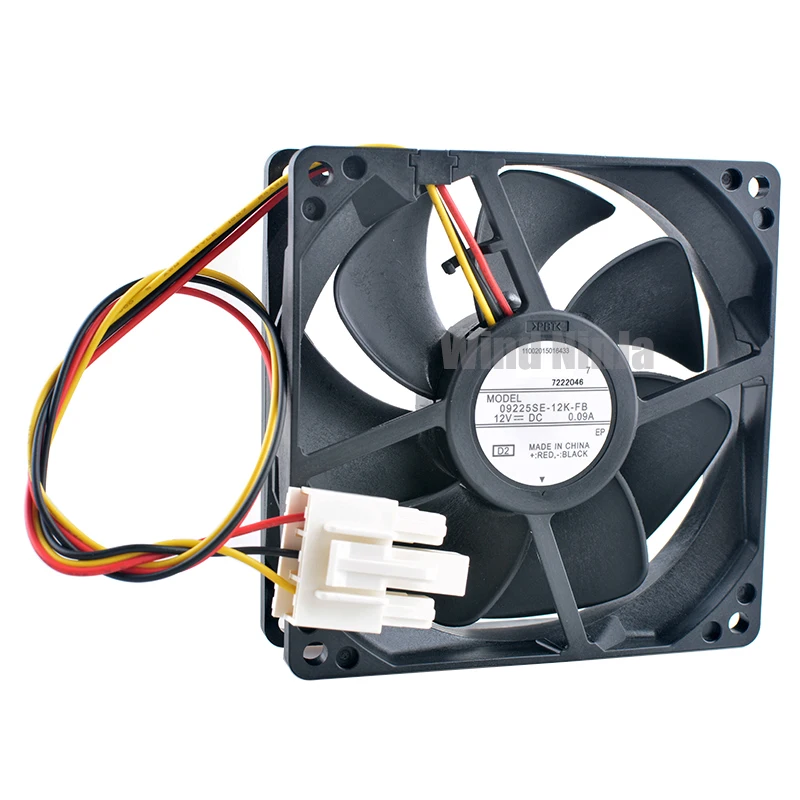 09225SE-12K-FB Ventilador de refrigeración 9,2 cm X 92 mm X 25 mm DC12V 0.08A Ventilador con cubierta de perfil bajo de 92 mm para refrigerador de CPU de chasis - imagen 3