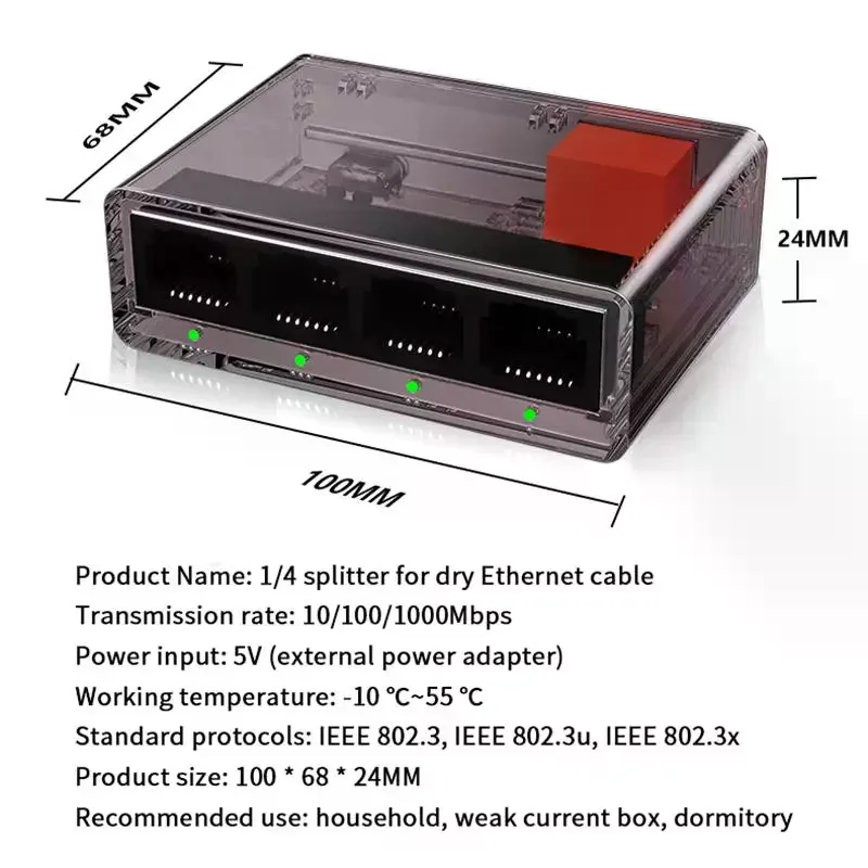 Conmutador Ethernet de 5 puertos de 1000Mbps, conmutador inteligente Gigabit Ethernet, concentrador RJ45, divisor de Internet para enrutador, PC, Lan, completo/media dúplex - imagen 5