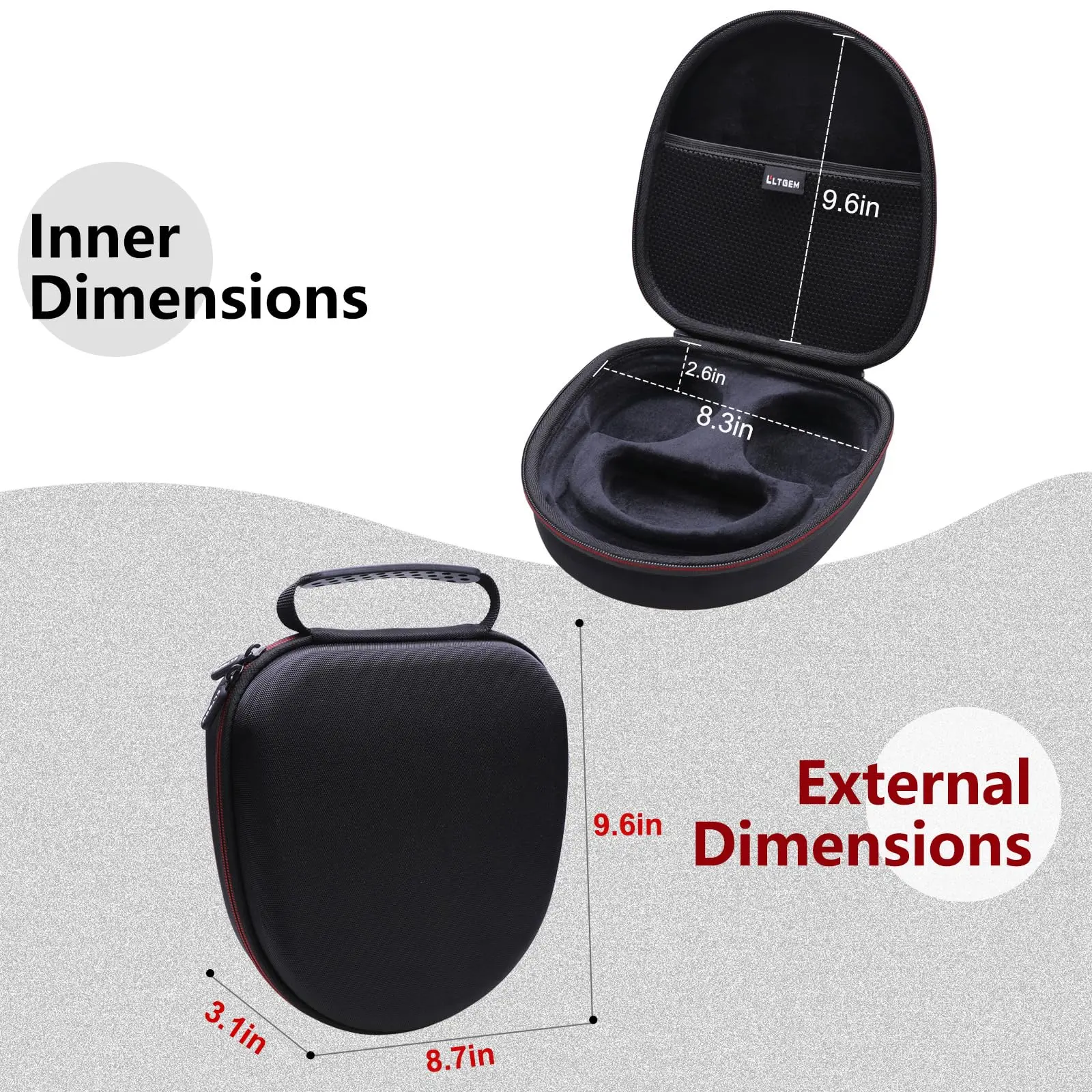 LTGEM-estuche rígido de EVA para auriculares Sony WH-CH720N/WH-CH710N, bolsa de almacenamiento protectora de viaje, solo bolsa - imagen 3