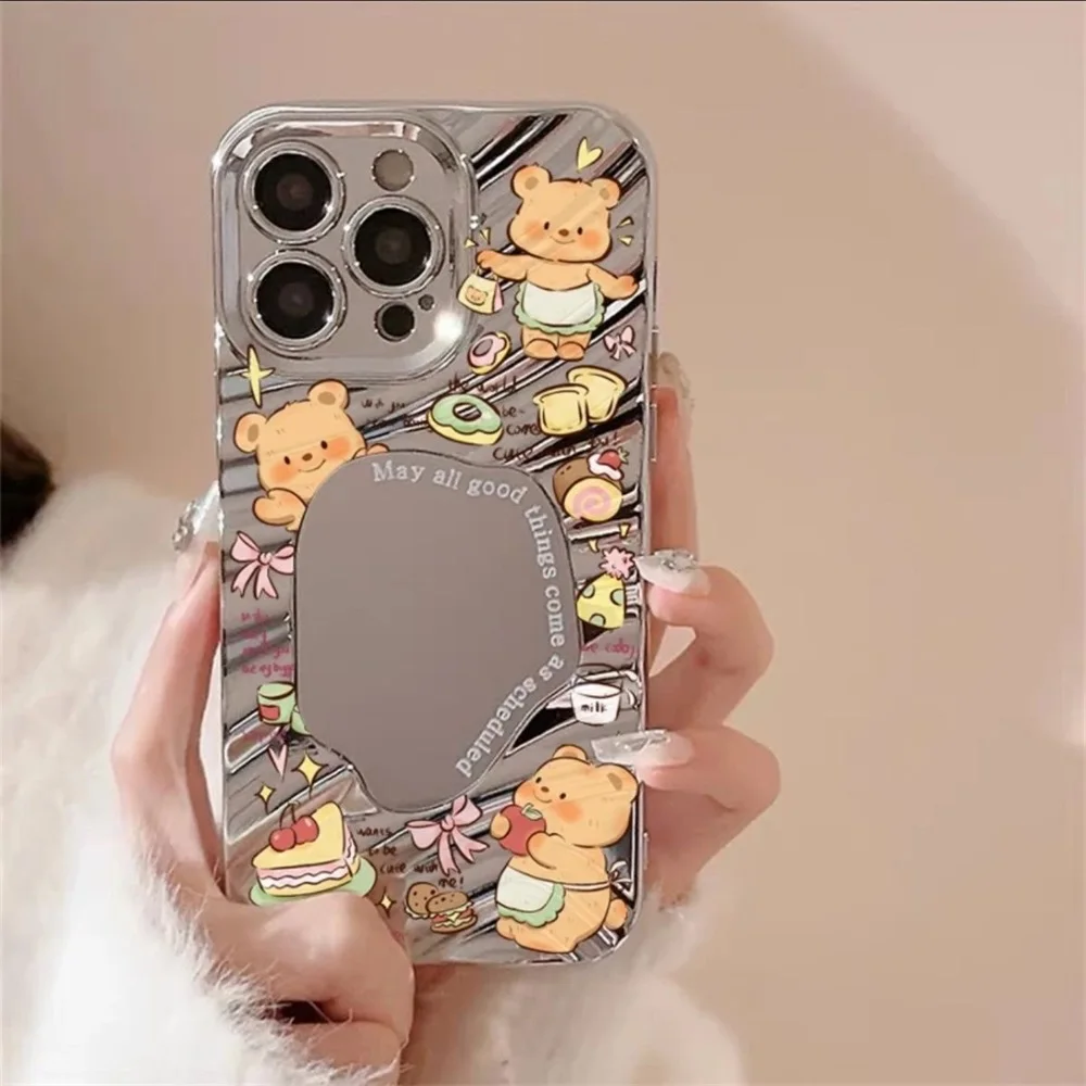 Funda de teléfono con espejo de maquillaje de lujo para iPhone 16 11 13 15 Pro Max 14 12 16promax 15promax 14promax Funda suave a prueba de golpes - imagen 5