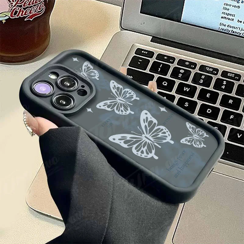 Bonita funda de teléfono de silicona con mariposa Retro para Xiaomi Redmi Note 13 12 11 Pro Plus 12S 11S 10S 10 9 9S 8 12C 13C, funda trasera mate - imagen 4