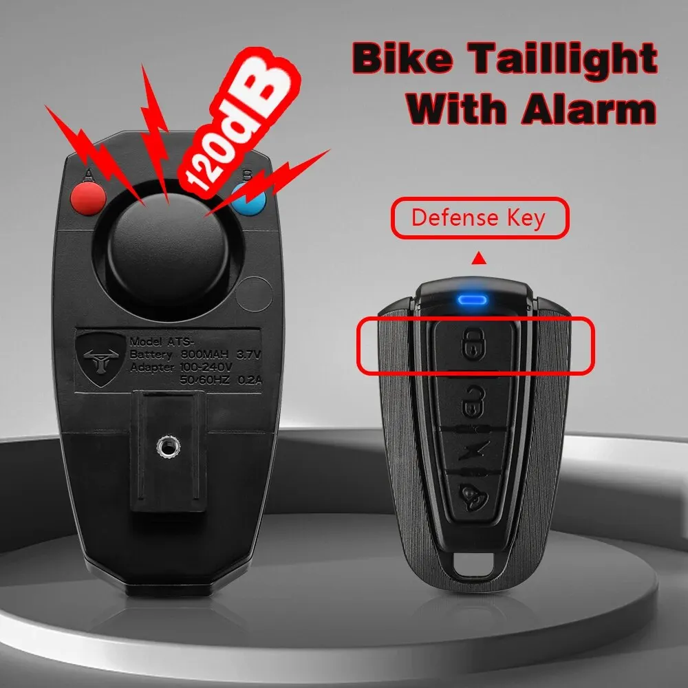 Alarma inalámbrica impermeable para bicicleta, luz trasera de bicicleta, alarma antirrobo, carga USB, Control remoto, luz trasera LED, buscador de bicicleta - imagen 4