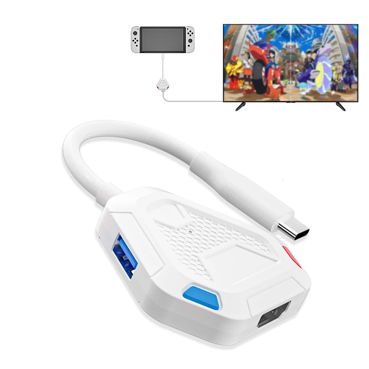 Base de interruptor portátil para interruptor/interruptor OLED Reemplazo de base de interruptor, adaptador de interruptor USB C a HD con HD2.0, USB 3.0